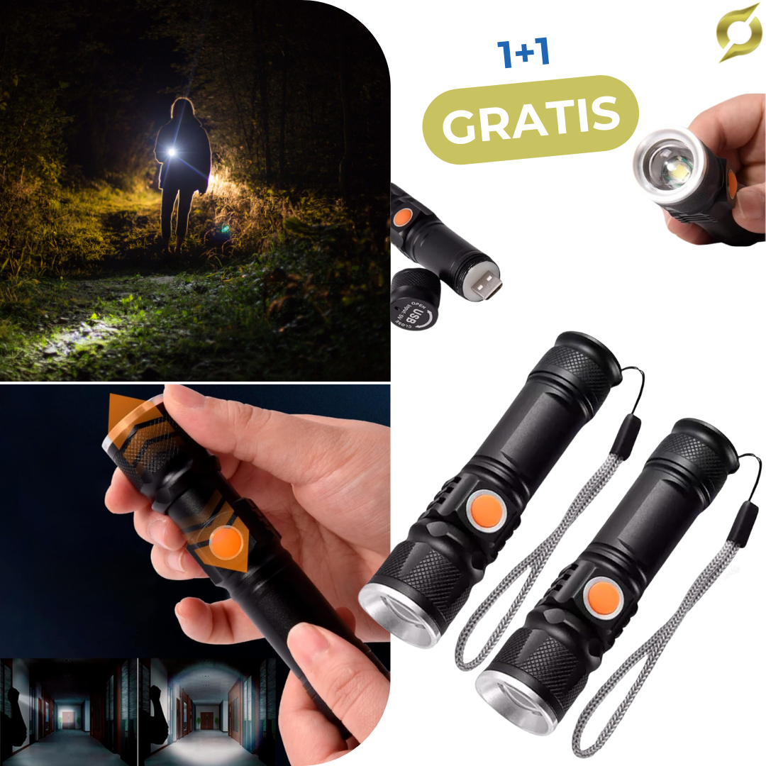 LED mini nabíjateľná baterka - 1+1 ZDARMA